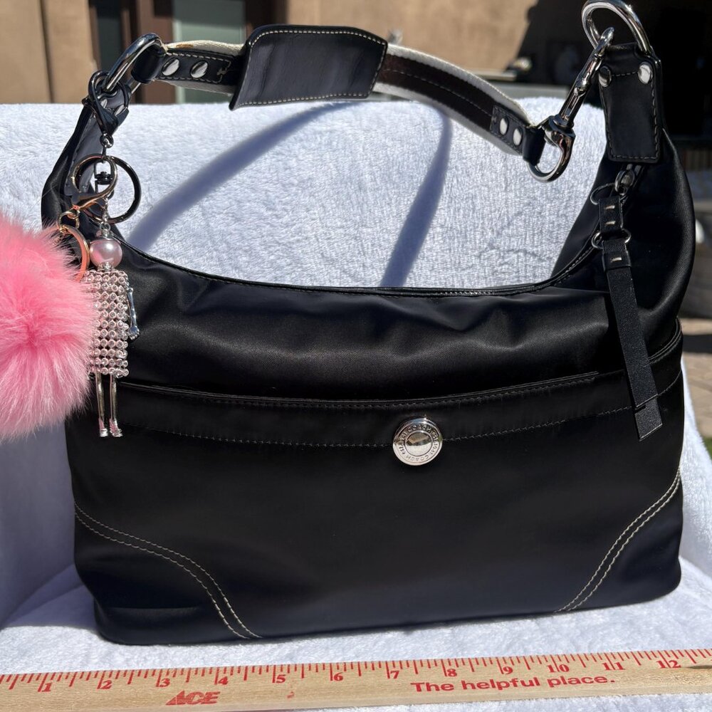Coach Black Satin  Hampton Hobo with Charms - Picture 5 of 10